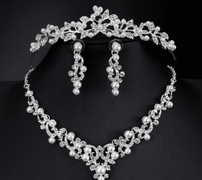 Pearl Bridal Tiara Set