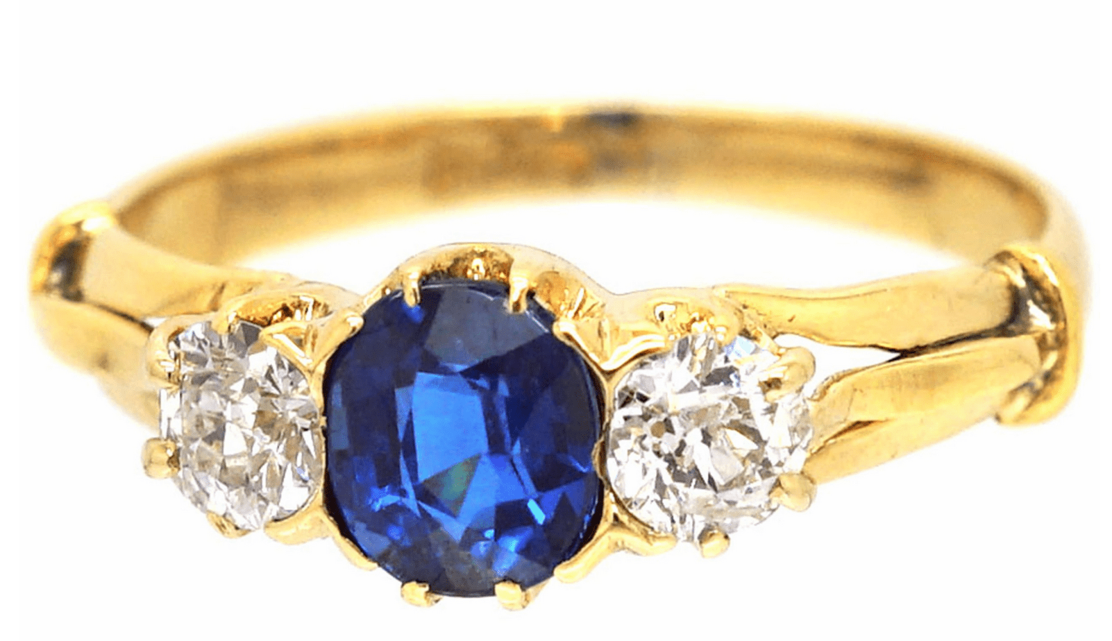 Edwardian 18ct Gold, Sapphire & Diamond Three Stone Ring