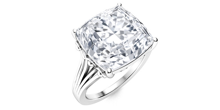 Cushion-cut White Topaz Solitaire Ring in Sterling Silver