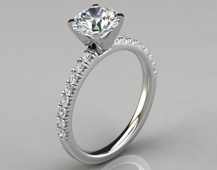 Forever Moissanite French Pave Cut Moissanite Engagement Ring