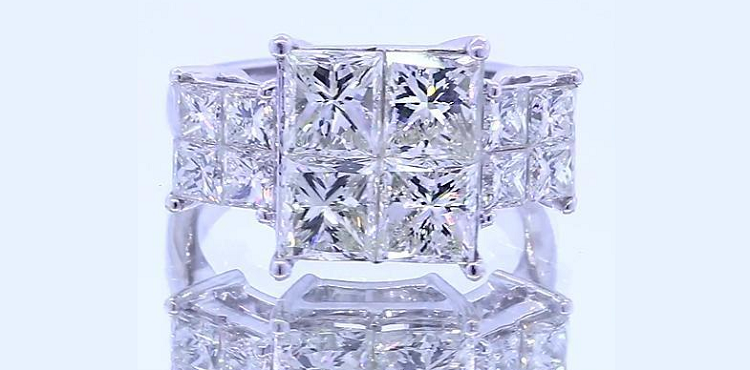 Seller GB 6 Carats Diamond Engagement Ring Princess Cut White Gold