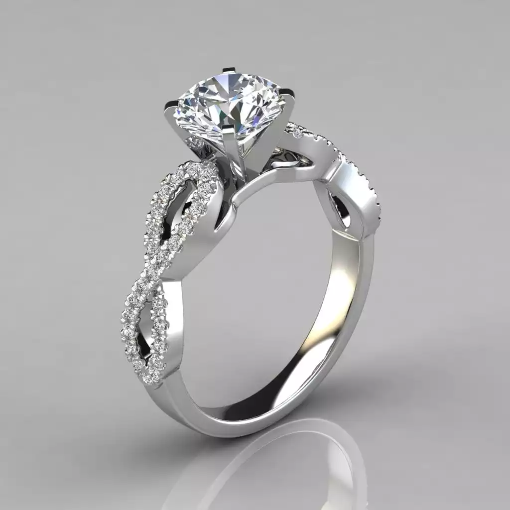 Infinity Design Round Cut Moissanite Engagement Ring | Forever Moissanite