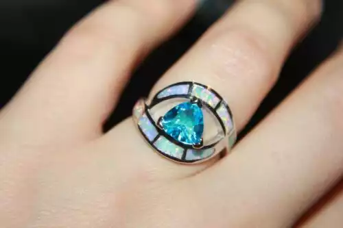 Inlaid Fire Opal Topaz Ring | eBay