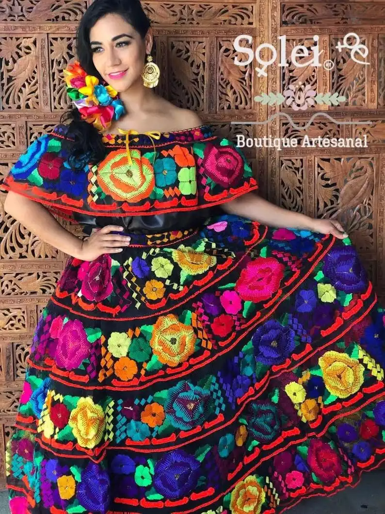 Traditional Mexican Chiapaneco Dress | Etsy