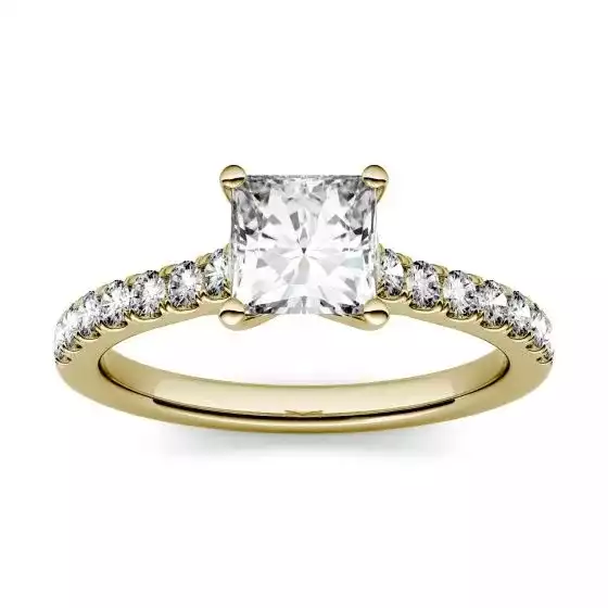 Forever One Solitaire with Side Accents | Charles and Colvard