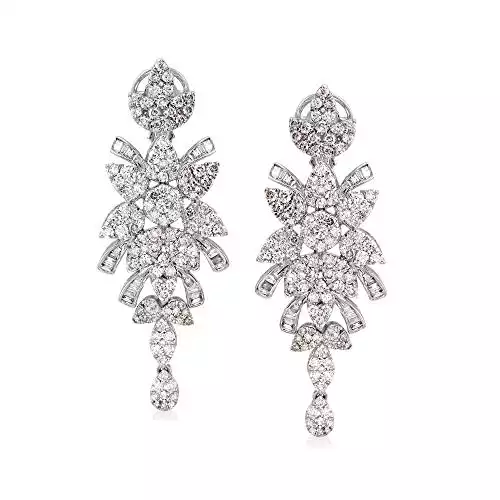 Ross-Simons 3.87 ct. Diamond Drop Earrings in 14kt White Gold | Ross Simmons