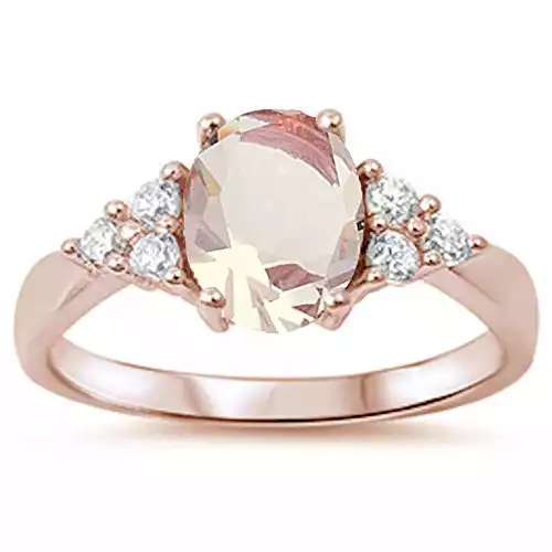 Rose-Gold Plated Silver Ring with Simulated Morganite | Amazon