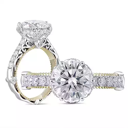 DovEggs Solid 14k White Gold Moissanite Engagement Ring | Amazon