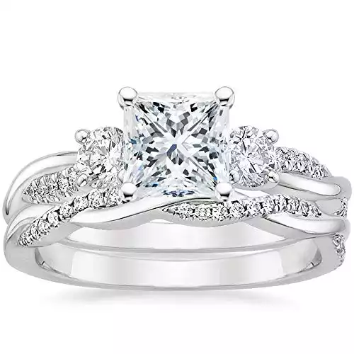 Blocaci Princess Cut Wedding Ring Set | Amazon