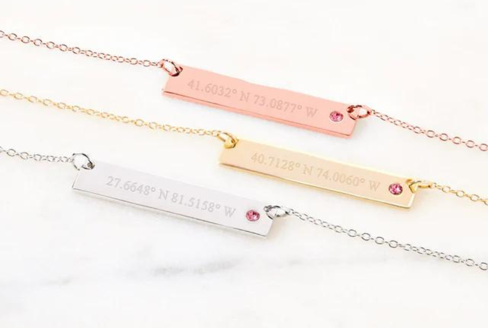 Coordinate Sterling Silver Birthstone Bar Necklace