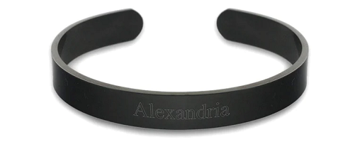 Engravable Black Plate Cuff Bracelet