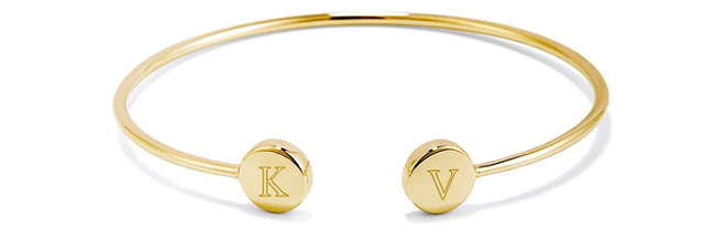 Engravable Double Signet Gold Cuff Bracelet