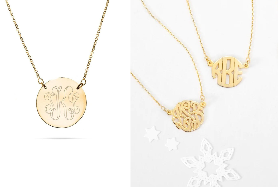 Engravable Gold Monogram Disc Necklace