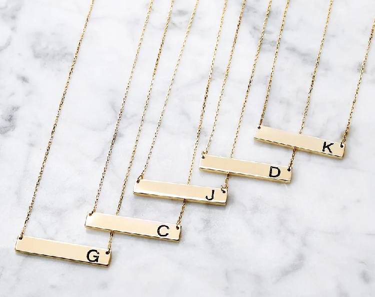 Gold Name Bar Necklace