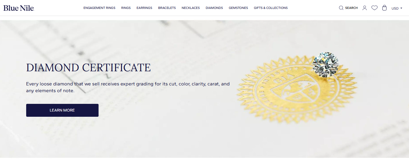 Blue Nile Diamond Selection and Certification