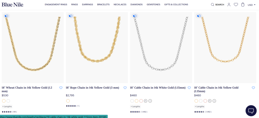 blue nile gold chains
