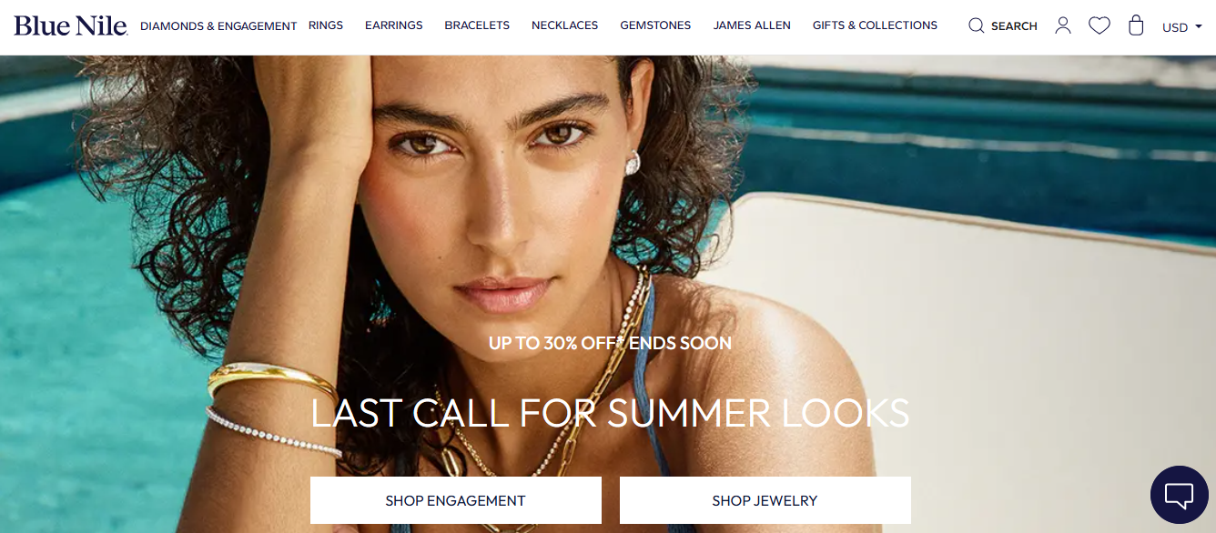 Blue Nile: Best for Selection and 360° Diamond Videos