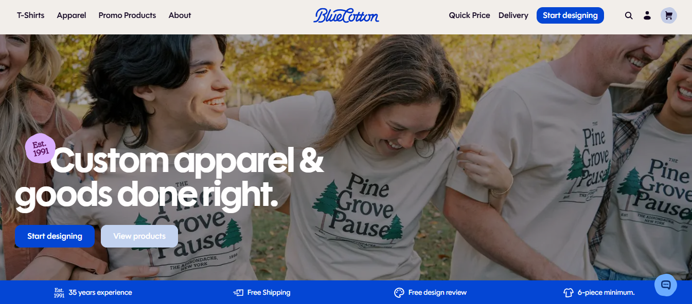 BlueCotton: Best for a Firm Deadline and a Group of Six or More